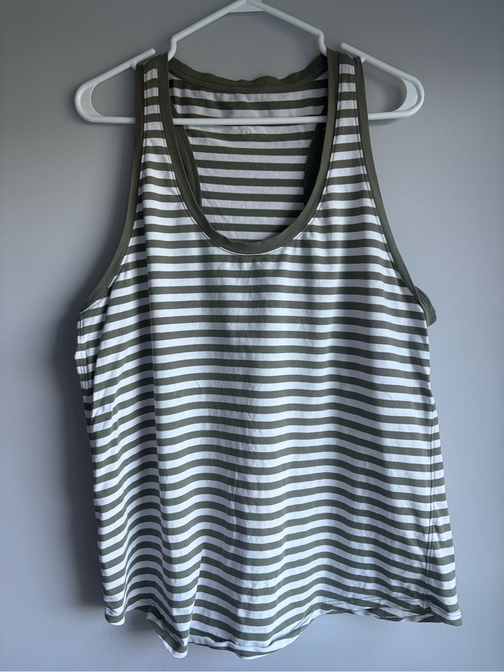 lululemon athletica Olive Green and White Striped Tank